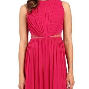 Adrianna Papell Fuchsia Ruched Halter with Sheer Mesh Waist Formal Dress size 12